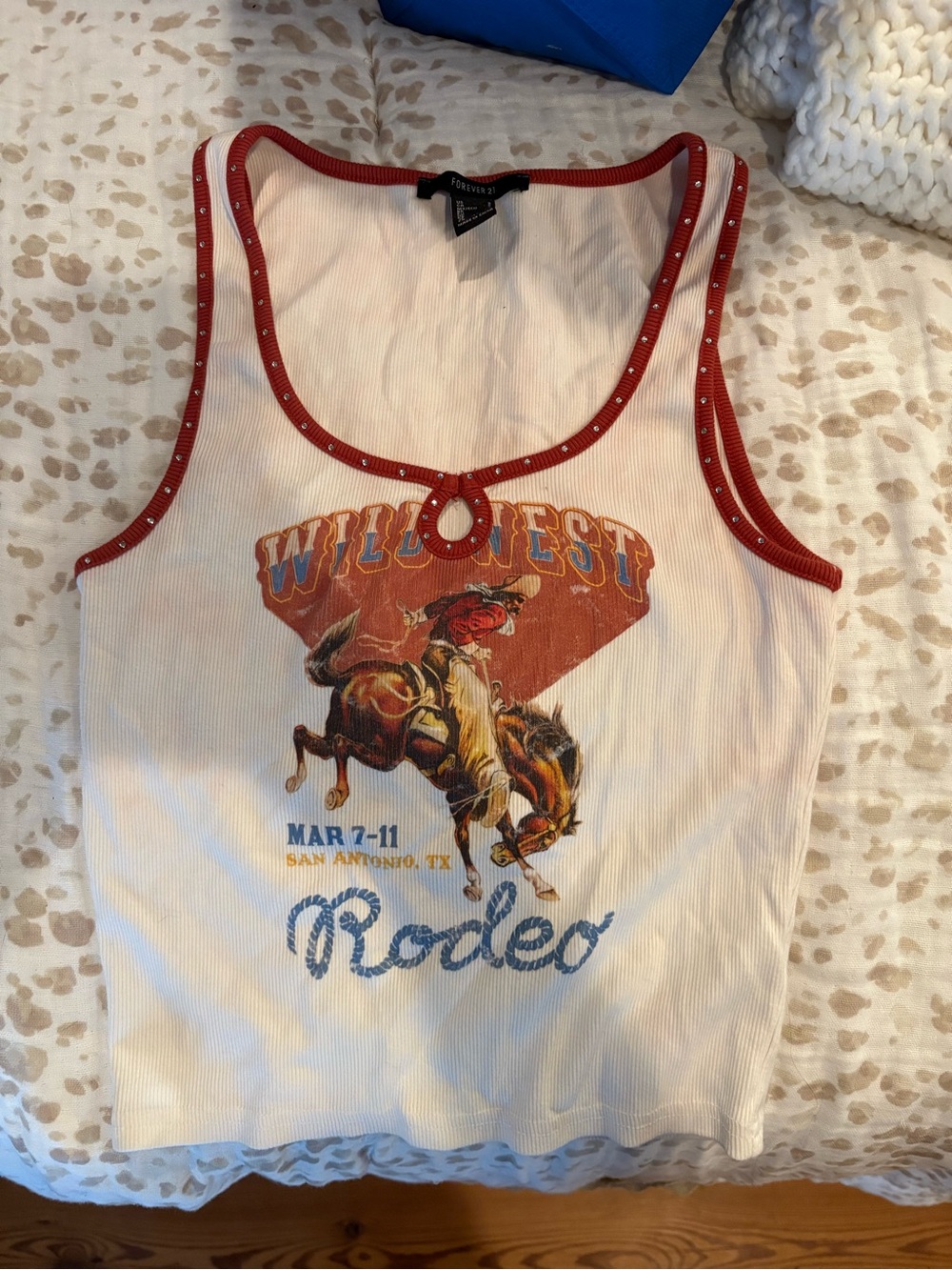 Forever 21 White & Red 'Wild West Rodeo' Graphic Tank